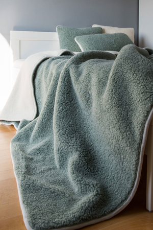 Přírodní luxusní 100% merino vlněná deka ze dvou vrstev velurové lemování hřejivá měkká a příjemná