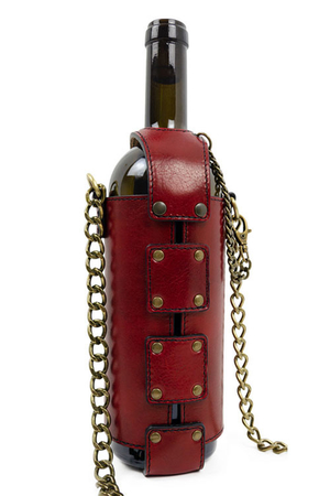Netradiční kabelka na víno na téměř všechny typy lahví na víno z hovězí kůže Vachetta silnější řetízkový