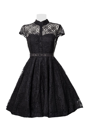 Vintage dámské krajkové společenské šaty v populárním retro stylu s kolovou sukní. luxusní vzhled retro styl