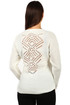 Dámský pletený svetr s ornamentem na zádech