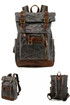 Studentský retro rolovací batoh s koženými doplňky