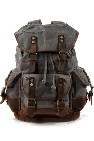 Prostorný batoh s koženými detaily nejen pro mlovníky retro stylu vnitřní bavlněná podšívka vnitřní