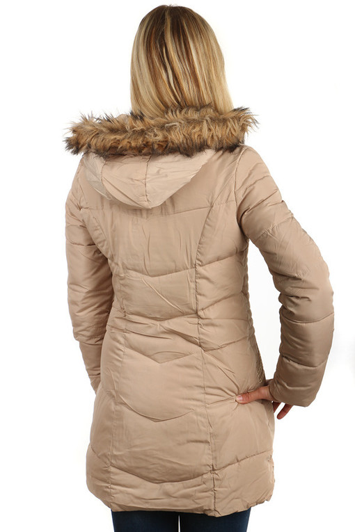 Dámská dlouhá prošívaná zimní bunda s kapucí