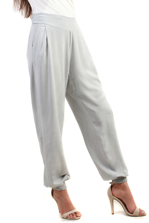 Dámské harémové kalhoty z lehké viskózy žabičková zadní strana pásku žabičkové široké lemy nohavic harémový