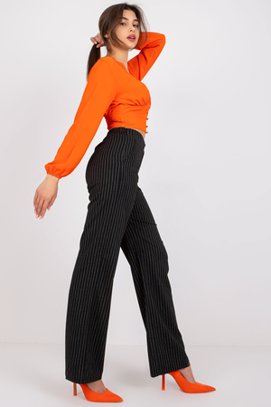 Dámské elegantní kalhoty s rovnými nohavicemi jemný proužkový vzor pevná látka zapínání s poklopcem, na knoflík