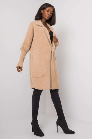 Dámský slabý, hřejivý kabát v pohodlném oversized střihu jednobarevný klasický límec s klopou hluboké, našité