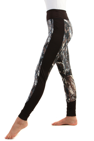 Sportovní legíny s pixely boky nohavic bez vzoru v černé střed legín se vzorem dlouhé, úzké nohavice široký pas