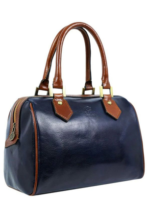 Malá tmavě modrá kabelka z pravé hovězí kůže vyrobená italskými mistry bavlněná podšívka dvě vnitřní, volně