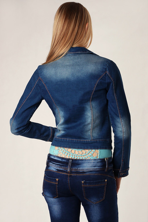 Zdobená dámská džínová bunda