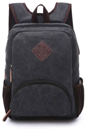 Menší školní batoh s kapsami: hlavní oddíl uzavíratelný zipem uvnitř kapsička na zip polstrovaná přihrádka na