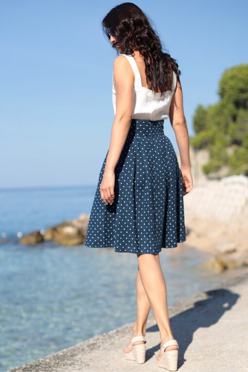 Lněná sukně s puntíky Lotika Premium quality