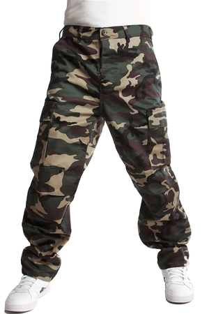 Army pánské dlouhé kalhoty s kapsami praktický maskáčový vzor padnoucí střih 2 přední průhmatové kapsy 2 zadní