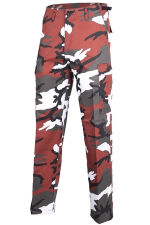 Army pánské dlouhé kalhoty s kapsami nápadný maskáčový vzor padnoucí střih zpevněná oblast kolen a sedu 2